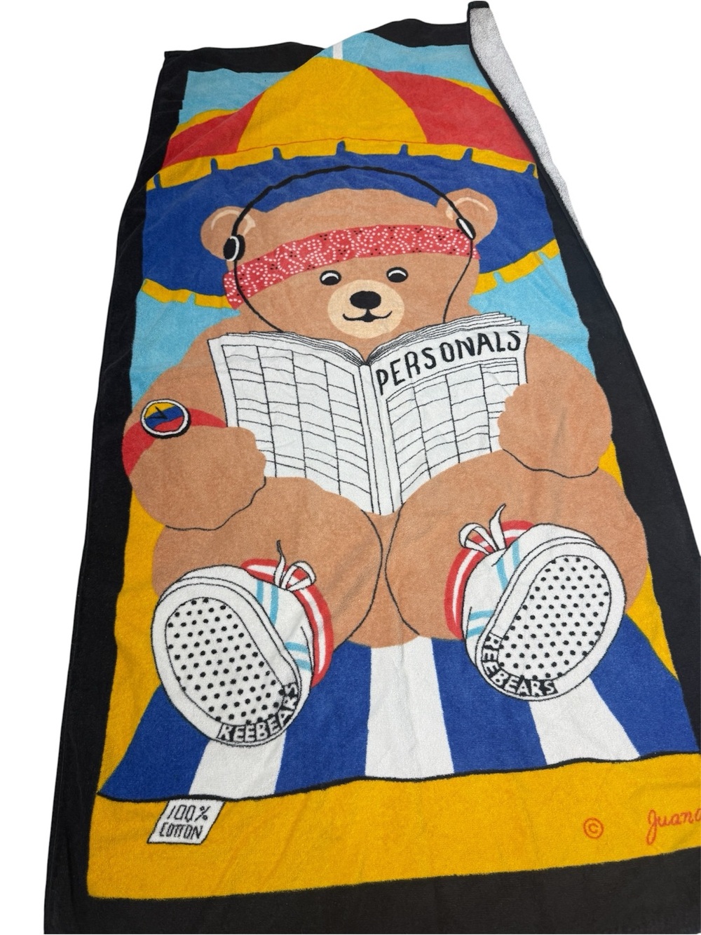 Vintage beach towel Terrimondo 1986 bear Beach towel
